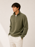 Knitted Half Zip Sweater Khaki