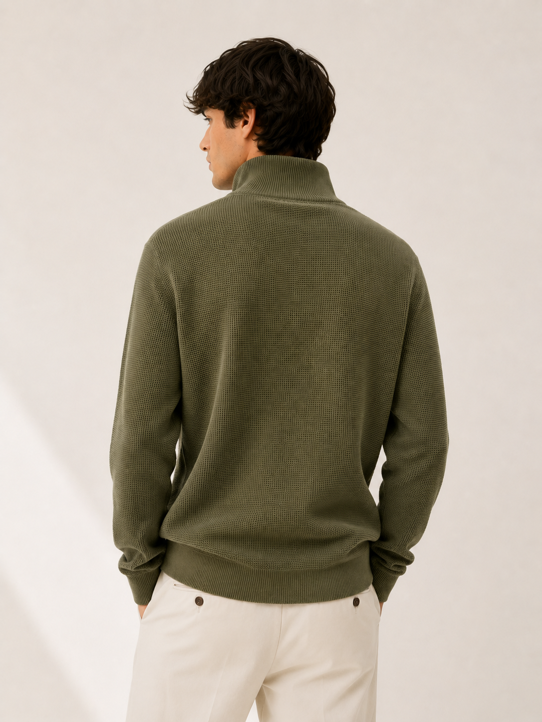 Knitted Half Zip Sweater Khaki